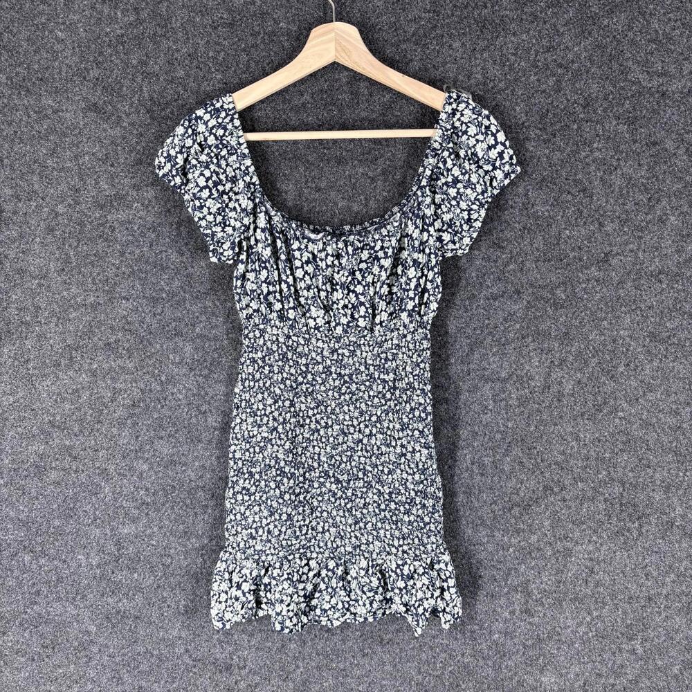 Wild Fable Dress Women S Small Blue Floral Shift Short Short Sleeve Rayon Casual